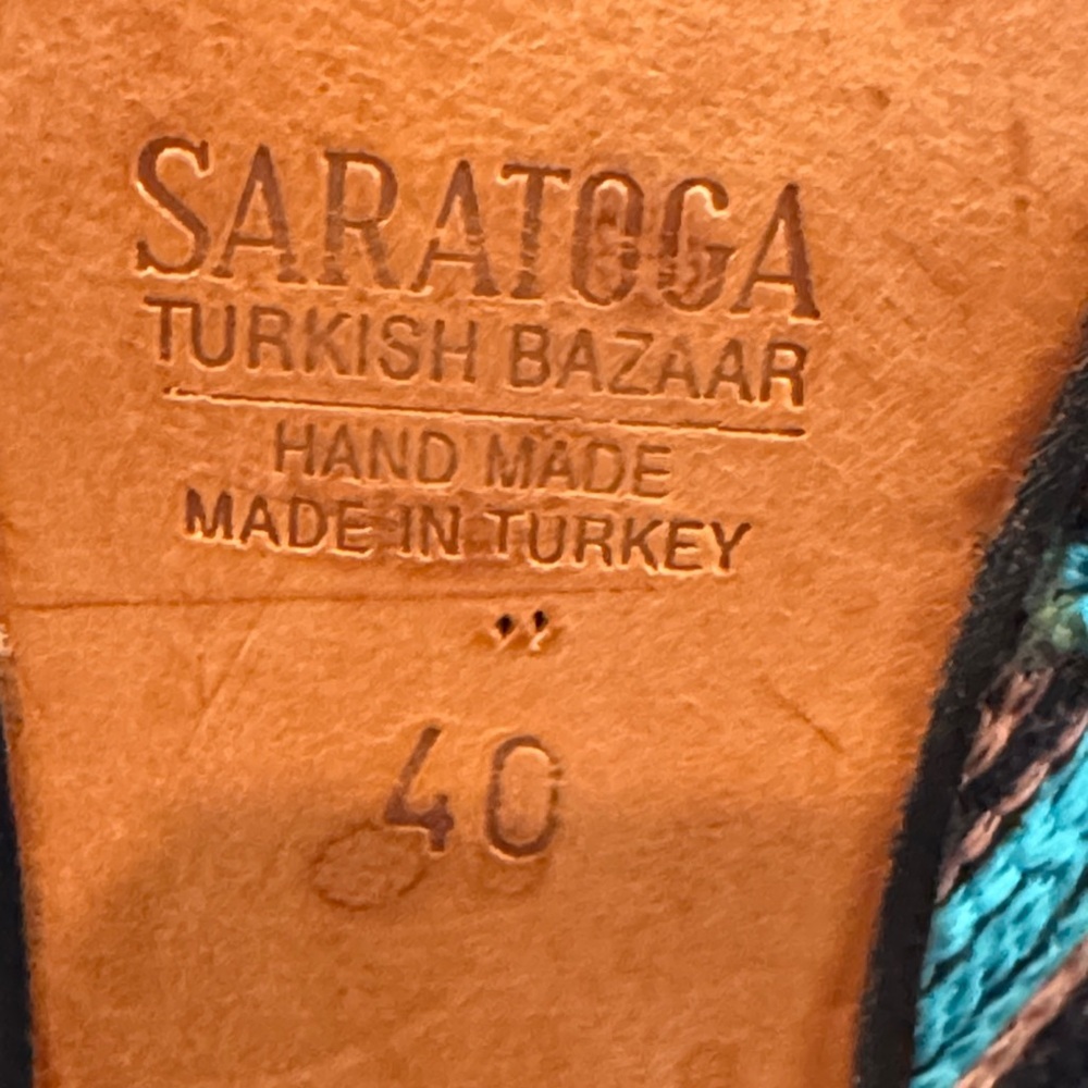 Saratoga Turkish Bazaar Suzani Style Black Multi Embroidered Boots EU 40 US 9 - Picture 8 of 13